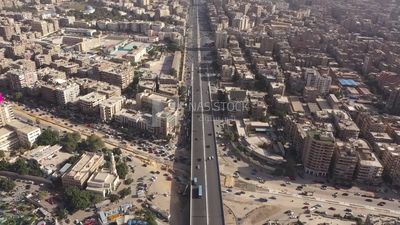 Drone video view of Court Bridge, Nasr City, Landmarks, Crowded Street