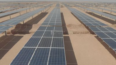 Drone video showing solar panels