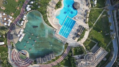 Drone footage of an overview for compounds in Zayed, Egypt