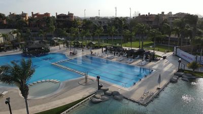Drone footage of an overview for compounds in Zayed, Egypt