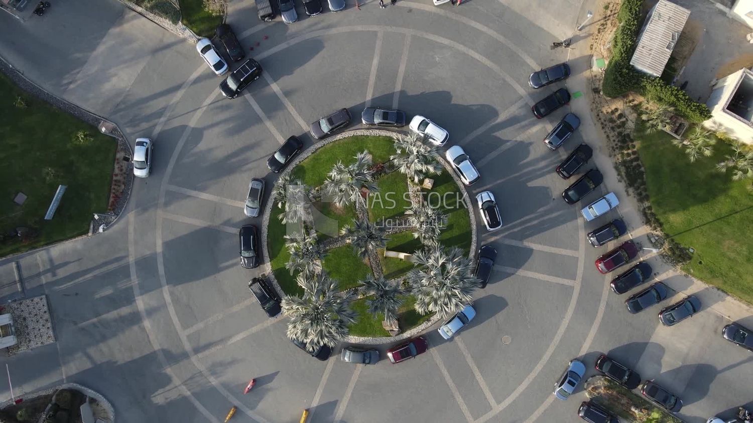 Drone footage of a square in a compound in Zayed, Egypt