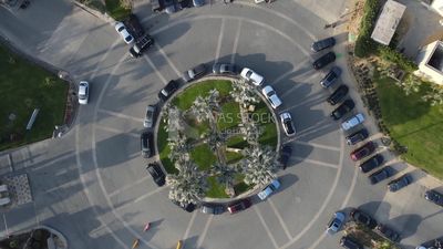 Drone footage of a square in a compound in Zayed, Egypt