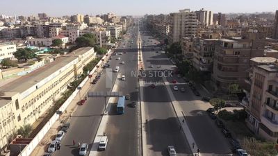 Drone video of a street in Heliopolis, Cairo ,Egypt