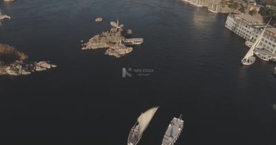 Drone footage of boats in the river