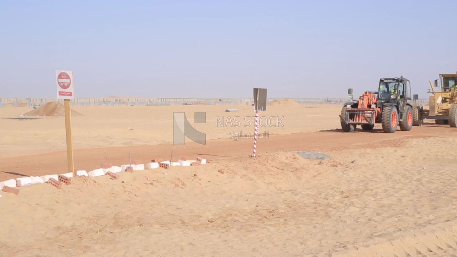 Man driving an excavator in solar energy