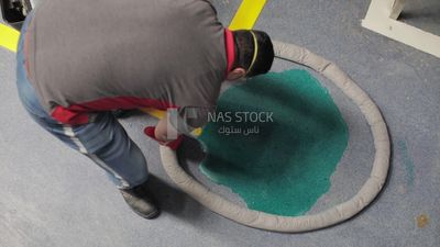 Man working in a factory, factory equipment