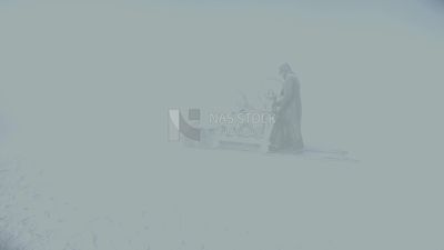 Man works on the machine  in a quarry