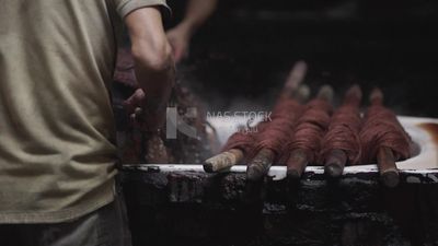 Thread dyeing workshop ,brown threads