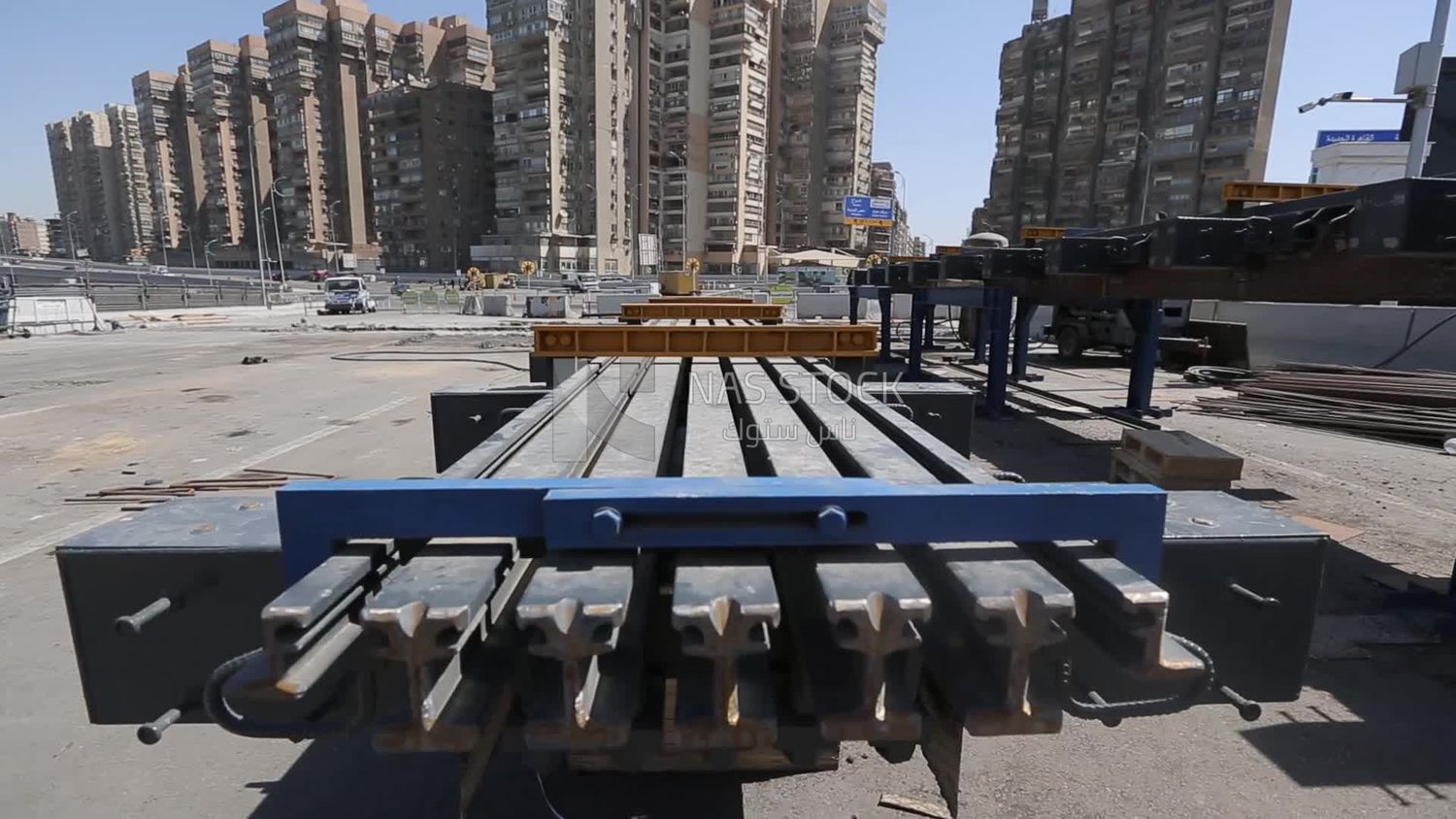 View of part of the bridge under construction, work, construction, engineering tools and equipment