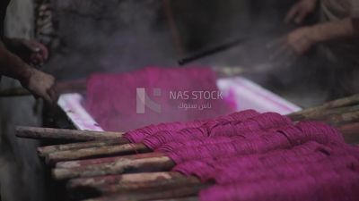Thread dyeing workshop ,pink threads