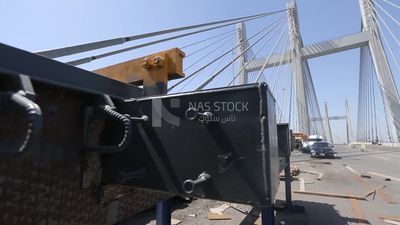 View of part of the bridge under construction, work, construction, engineering tools and equipment
