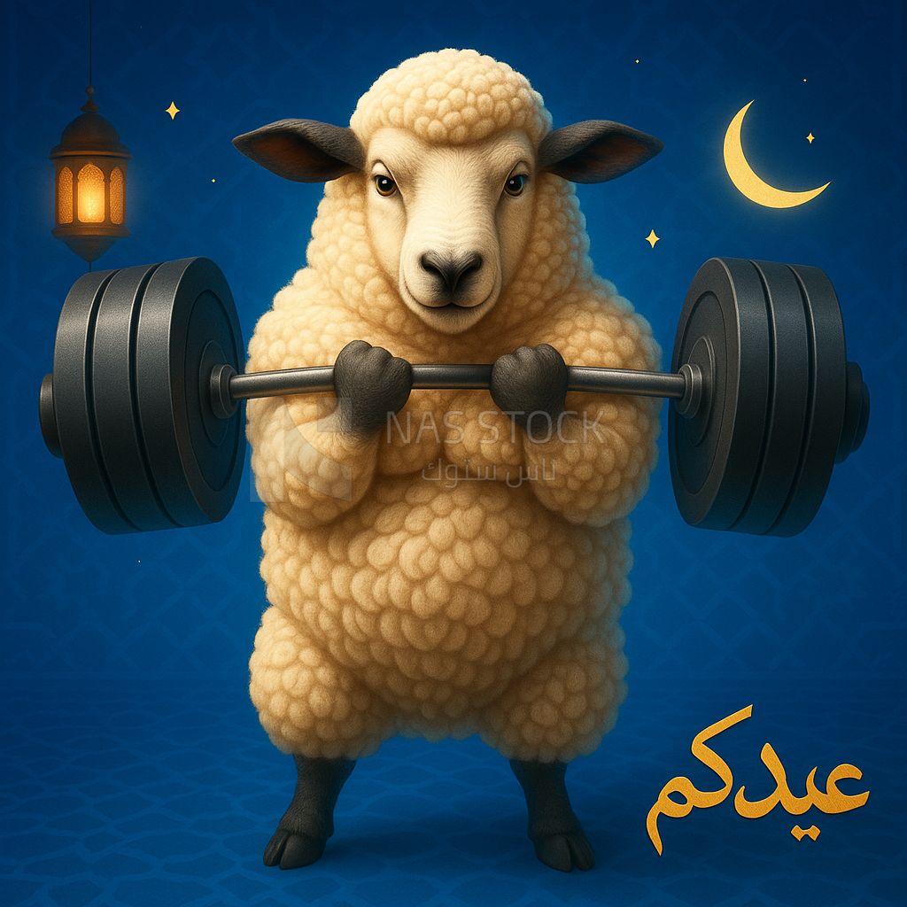تصميم بالذكاء الاصطناعى لخروف يرفع اثقال