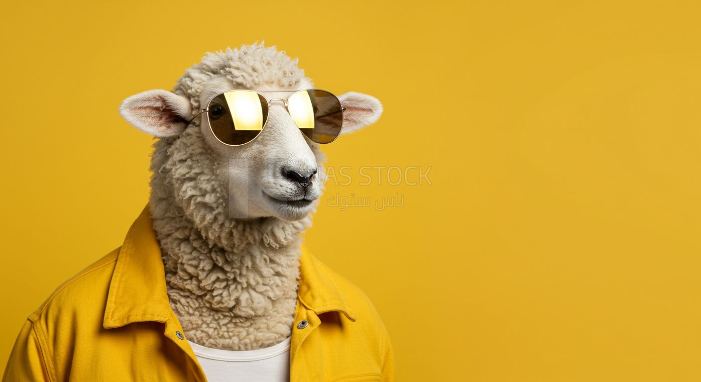AI design of a sheep wearing glasses