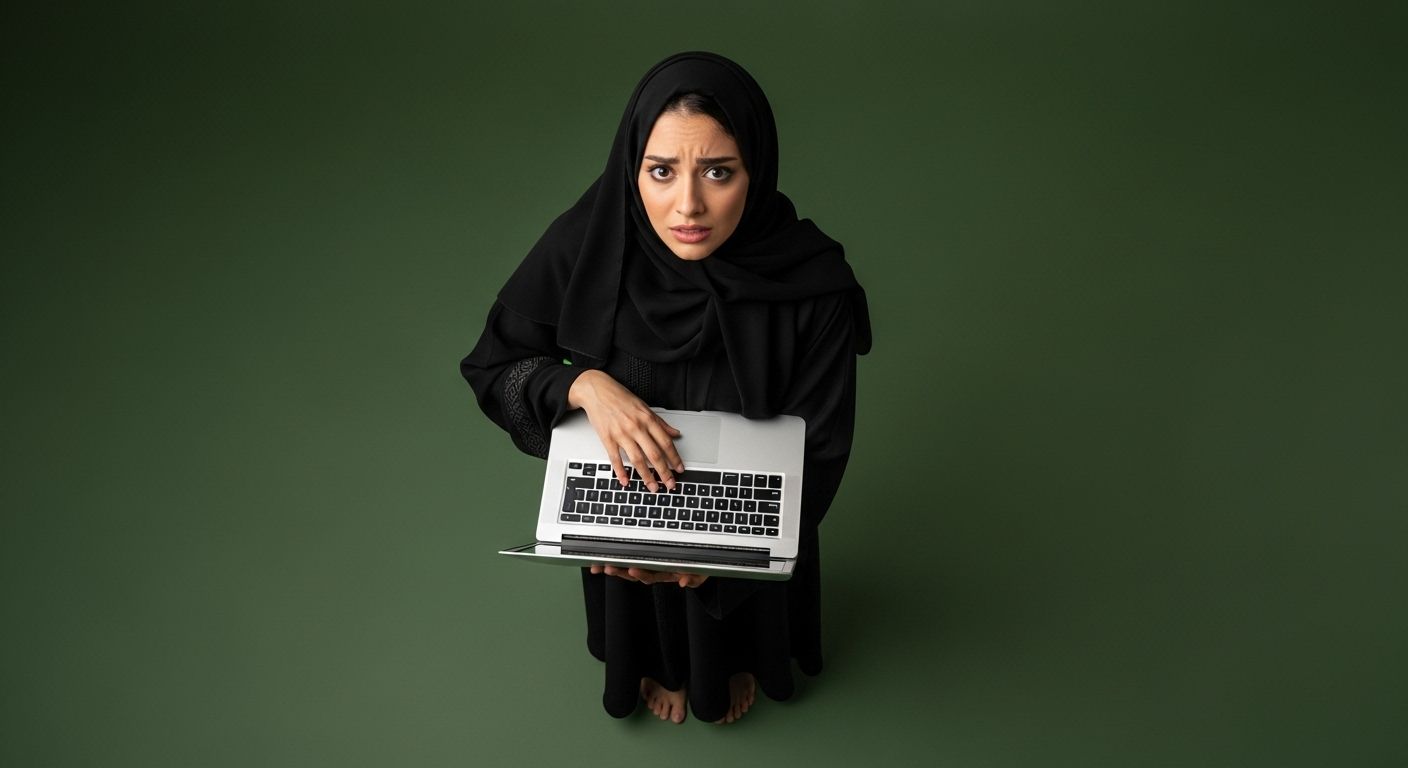 Arab woman using laptop
