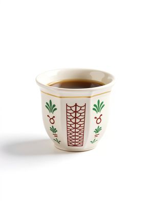 A traditional Arabic coffee cup It is filled with Arabic coffee