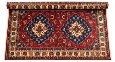 Traditional oriental rug with geometric motifs
