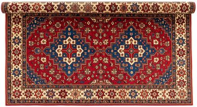 Traditional oriental rug with geometric motifs