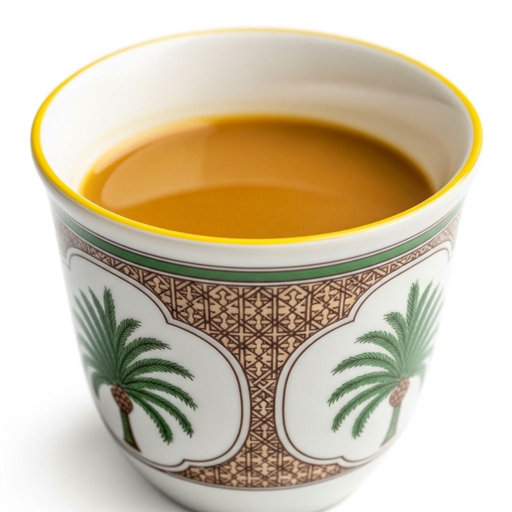 A traditional Arabic coffee cup It is filled with Arabic coffee