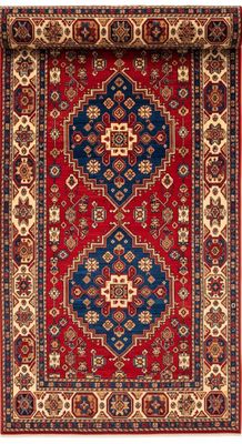 Traditional oriental rug with geometric motifs