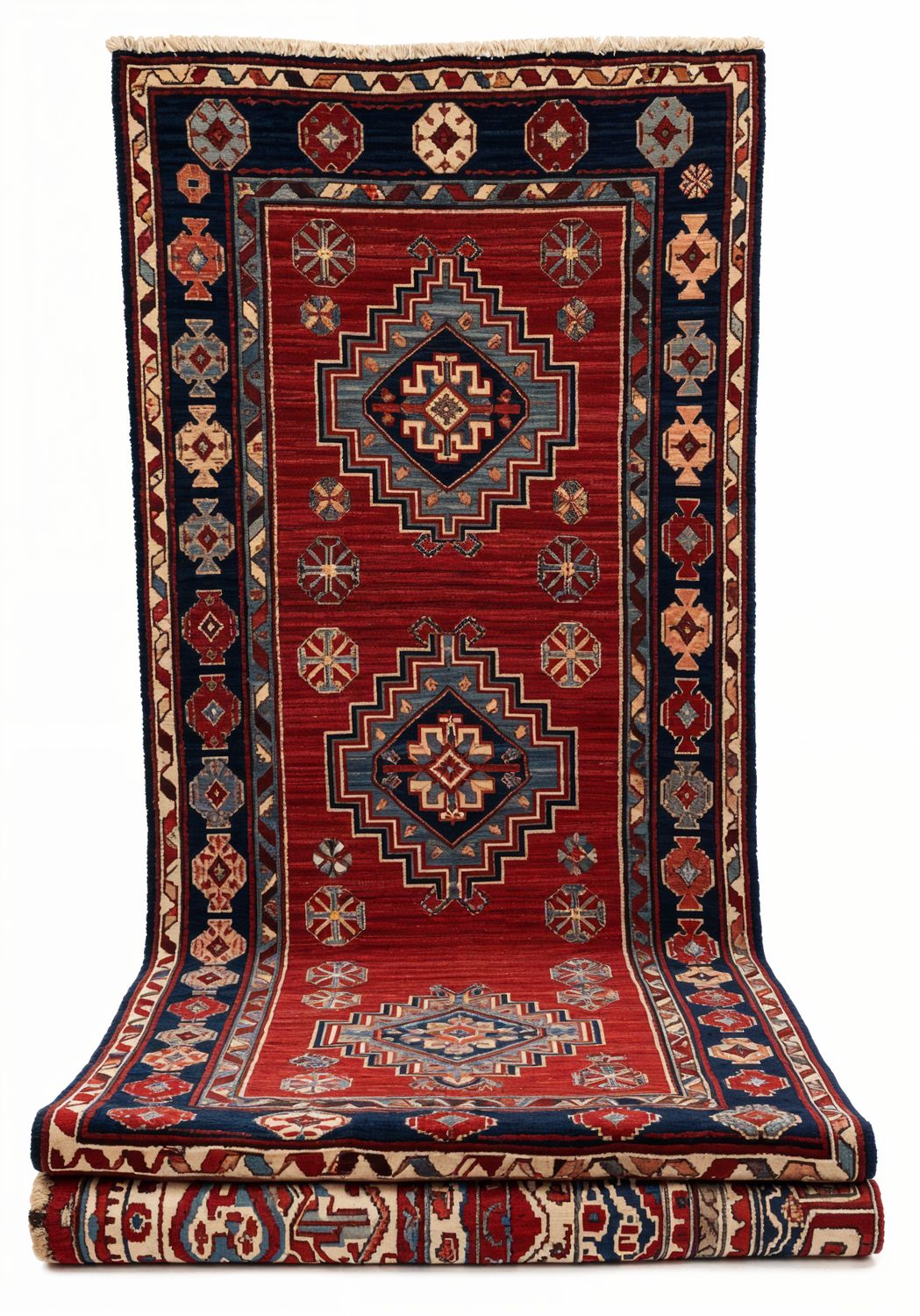 Traditional oriental rug with geometric motifs