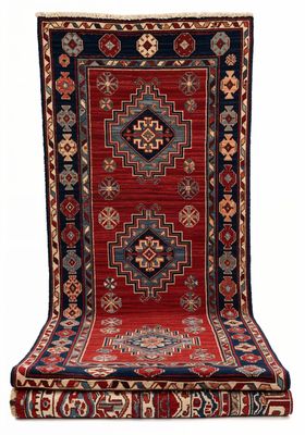 Traditional oriental rug with geometric motifs