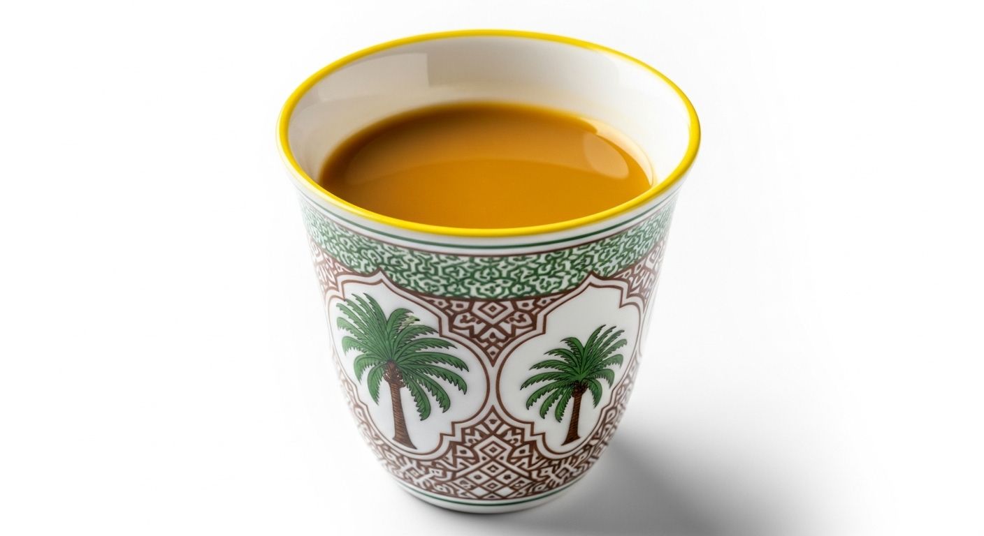 A traditional Arabic coffee cup It is filled with Arabic coffee