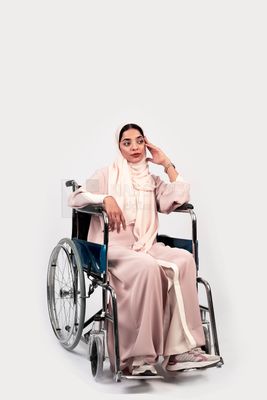 Girl sitting in wheelchair