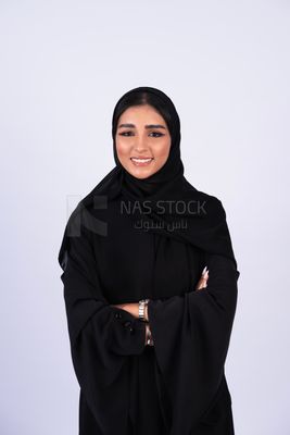 Gulf woman wearing black abaya and hijab