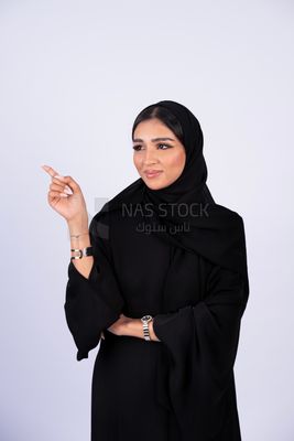 Gulf woman wearing black abaya and hijab
