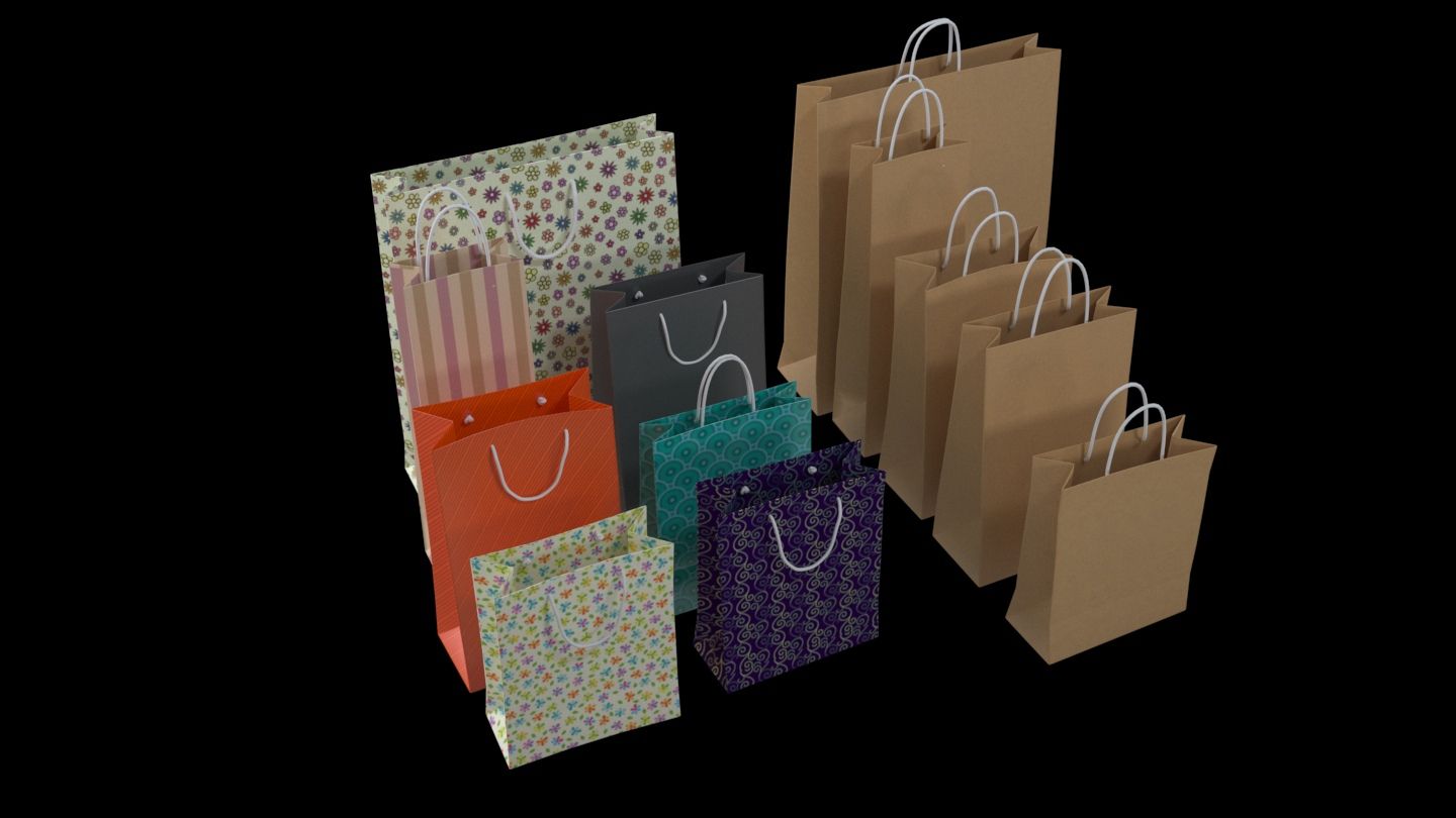3D Model of a variety of shopping bags