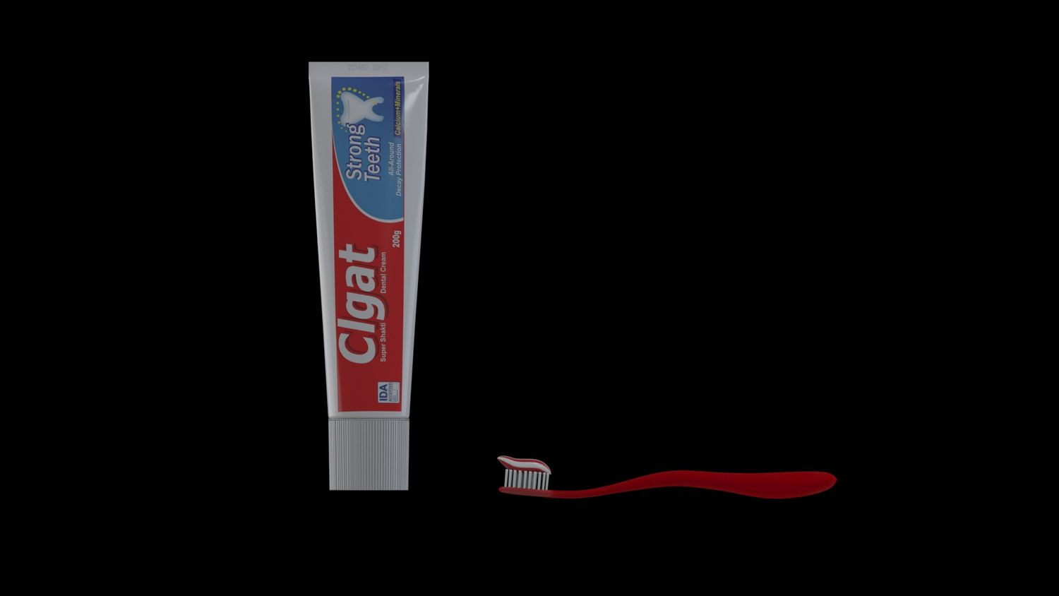 3D Model of a toothbrush with toothpaste