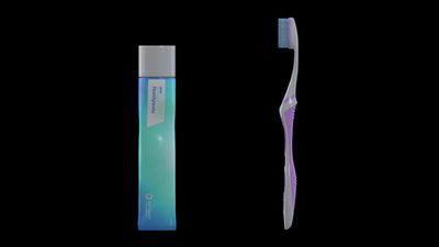 3D Model of a toothbrush with toothpaste