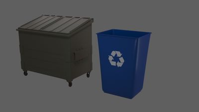 3D Model of a trash can with a recycling bin