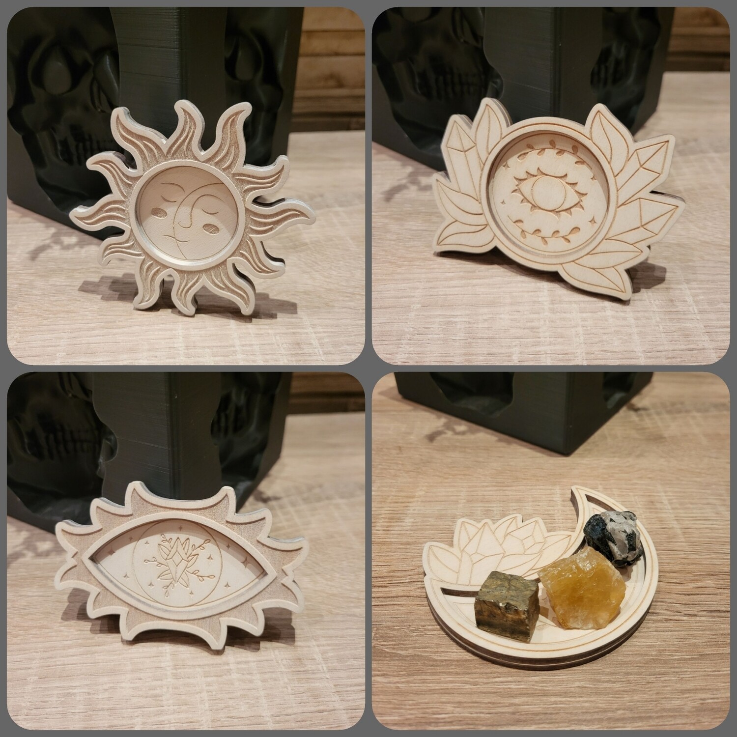 Kleine Deko Ablagen aus Holz, handgefertigt. In verschiedenen Motiven und Farben erhältlich