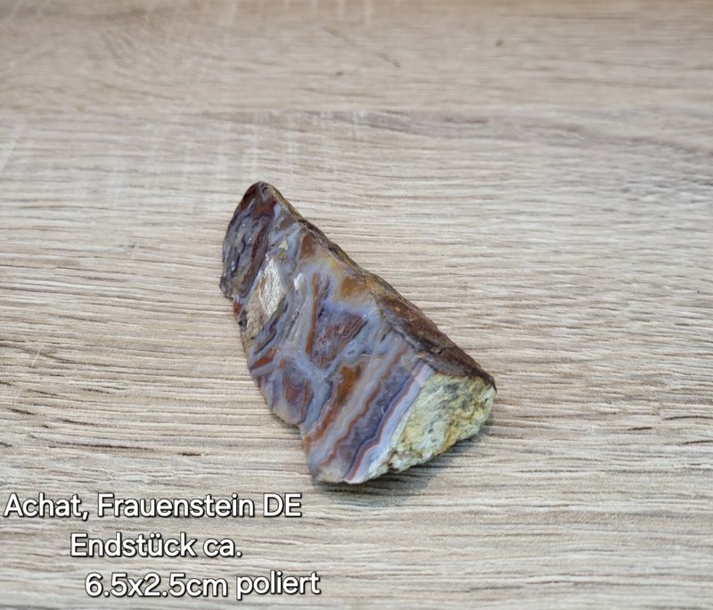 Achat aus Frauenstein Deutschland. Endstück einseitig poliert