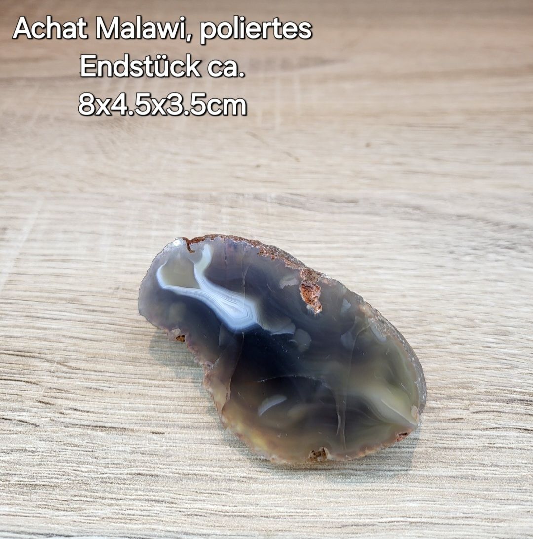 Malawi Achat. Endstück, einseitig poliert