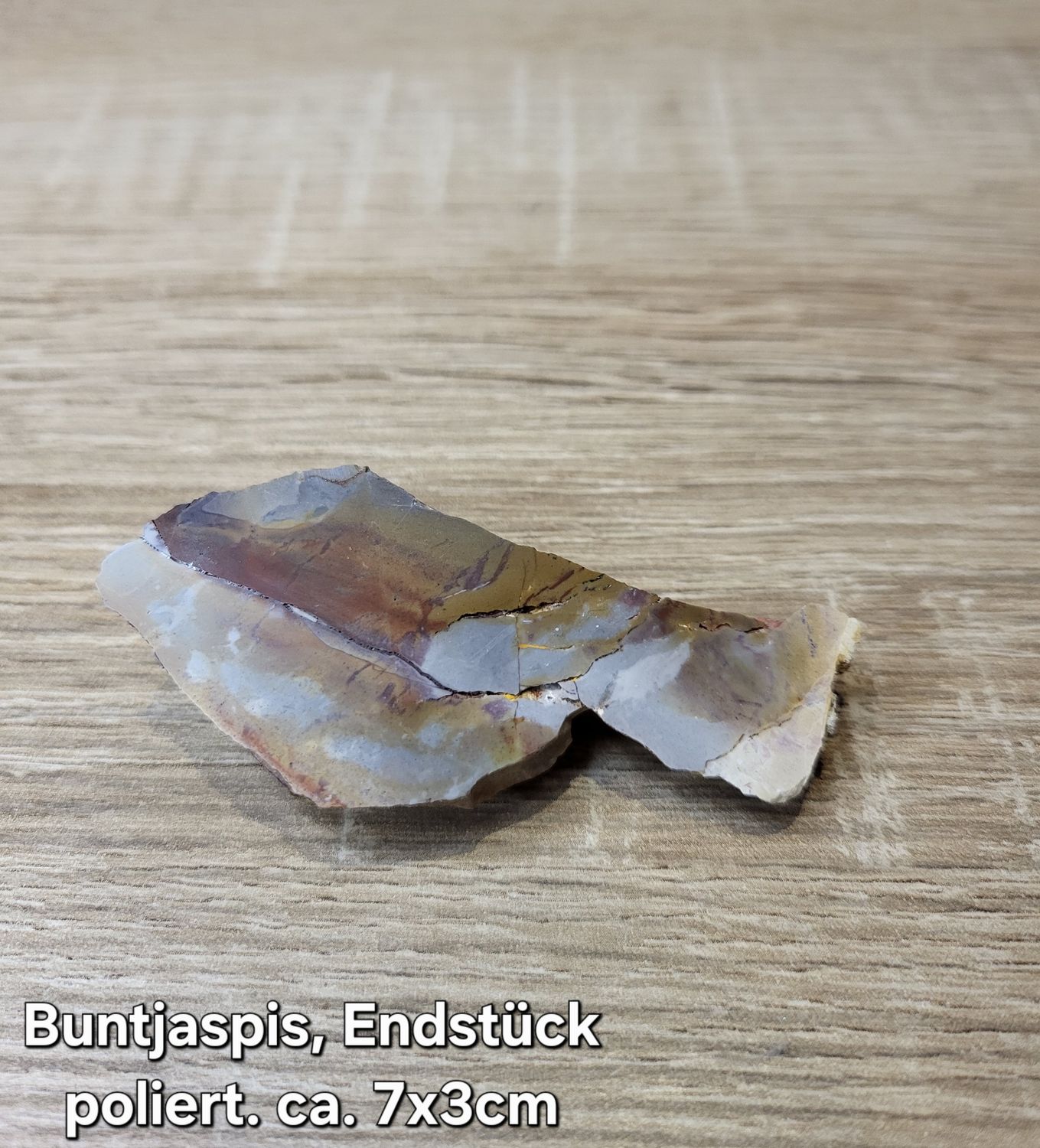 Buntjaspis Endstück, einseitig poliert