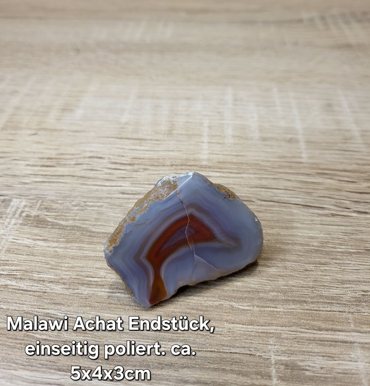 Malawi Achat Endstück, einseitig poliert