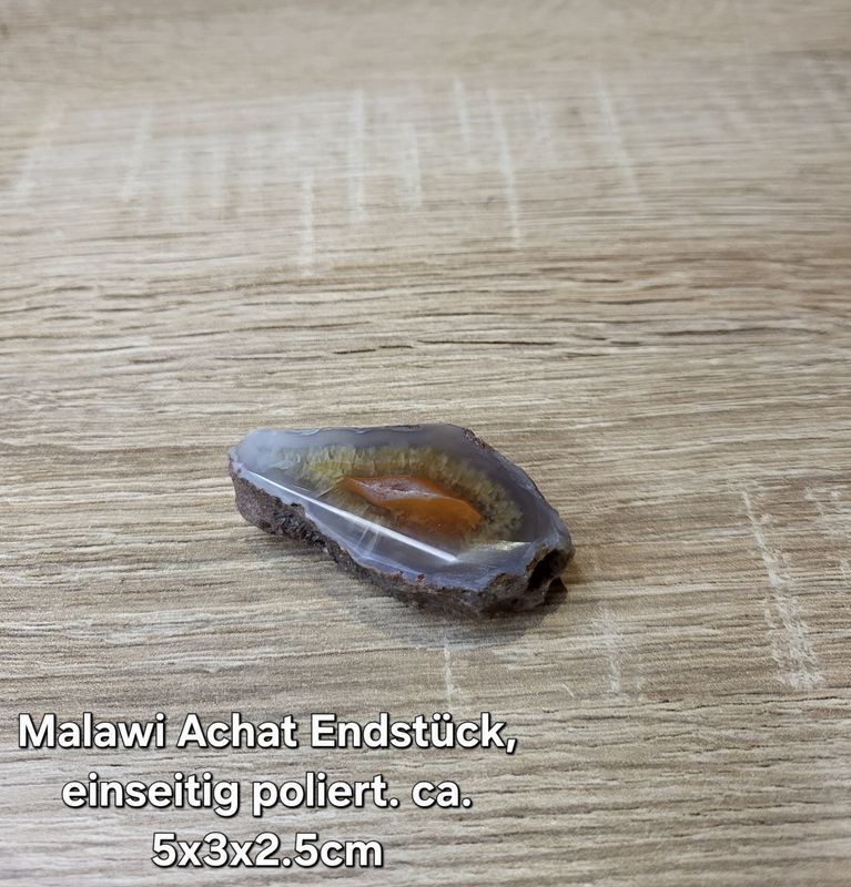 Malawi Achat Endstück, einseitig poliert