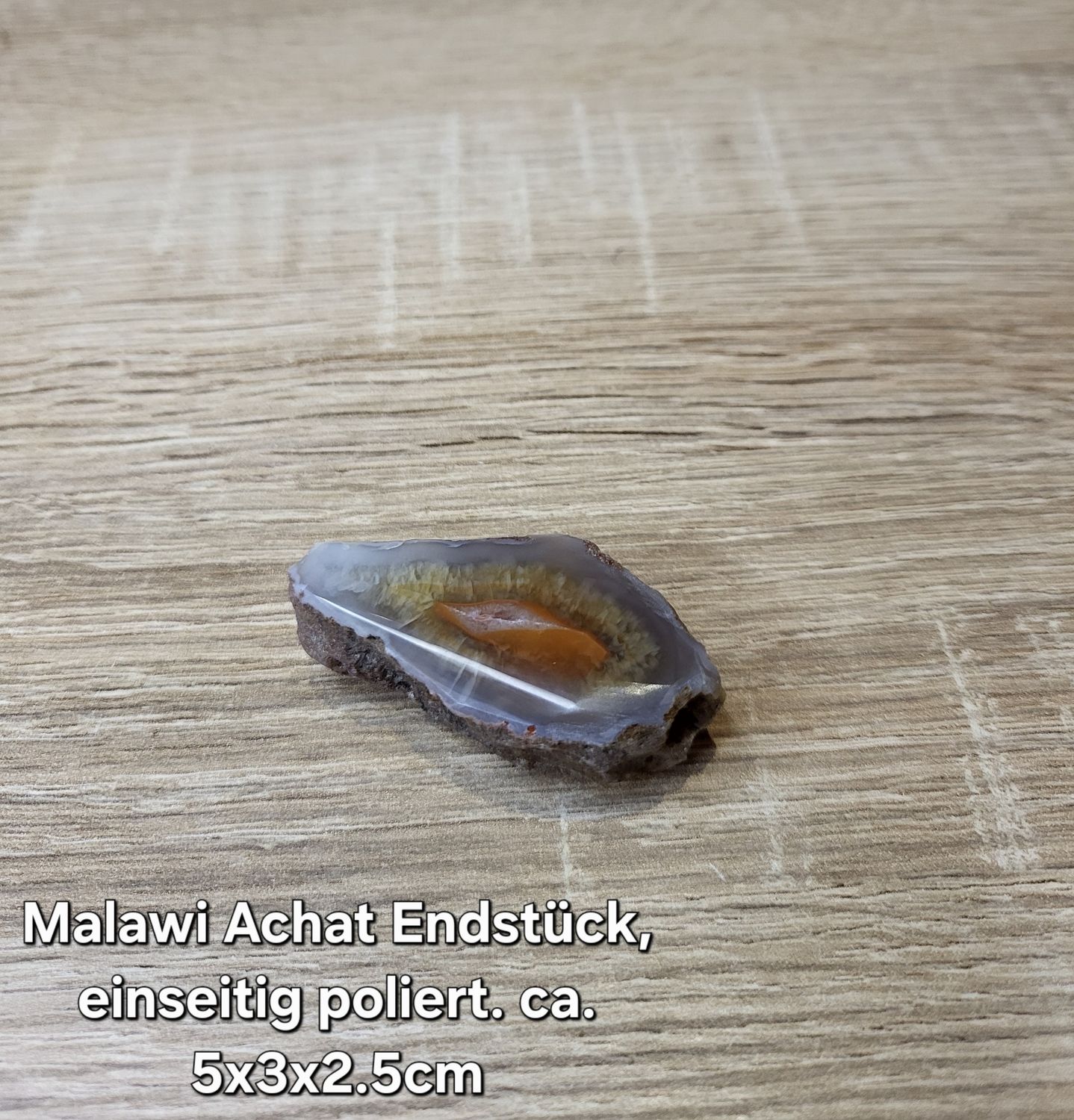 Malawi Achat Endstück, einseitig poliert