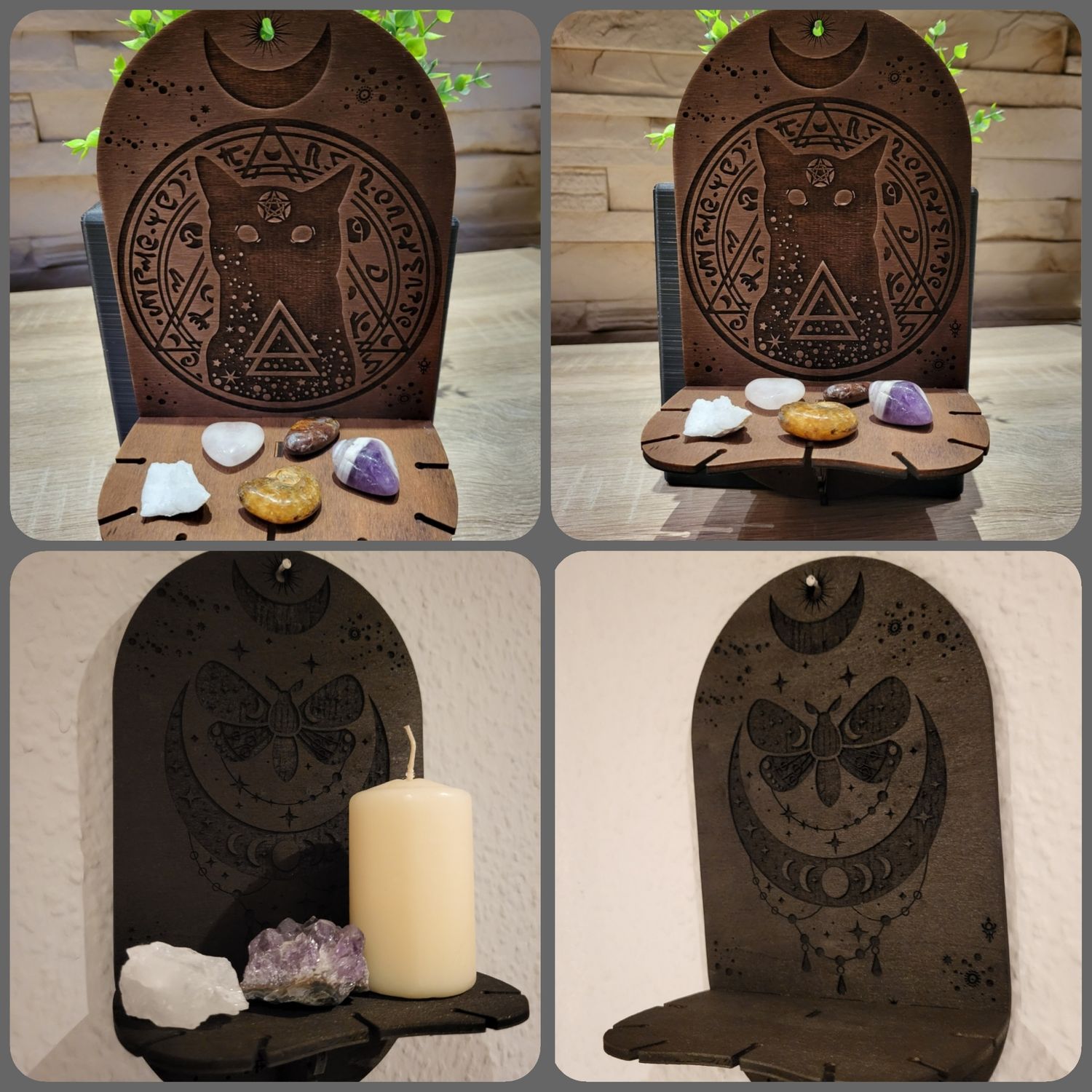 Wandregal "Katze" oder "Mond" aus Holz, handbemalt. In verschiedenen Farben erhältlich