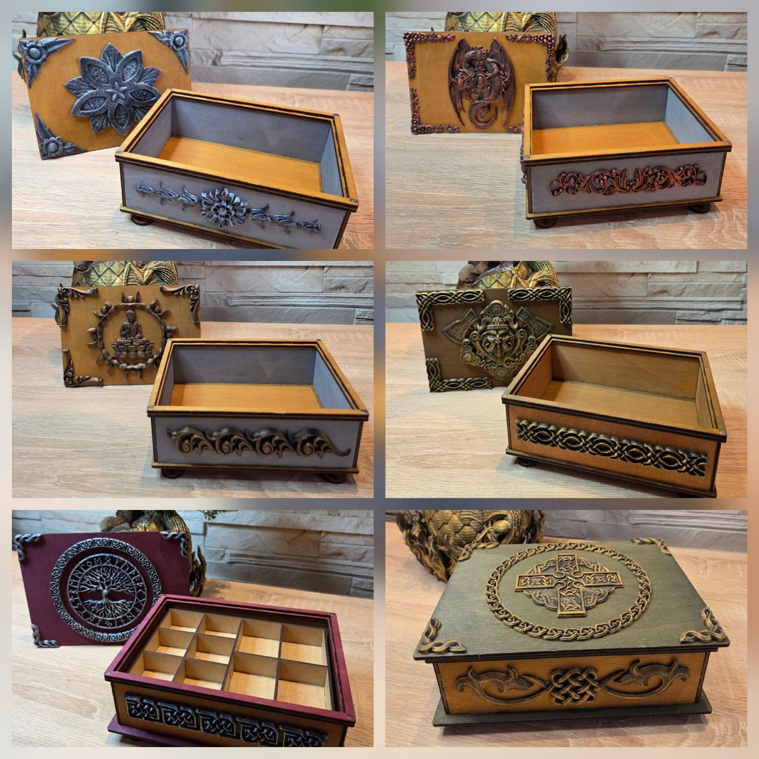 Hybrid Aufbewahrungsbox in 2 Größen, vielen verschiedenen Farben und Designs erhältlich. Handgefertigt aus Holz und PLA, ab 