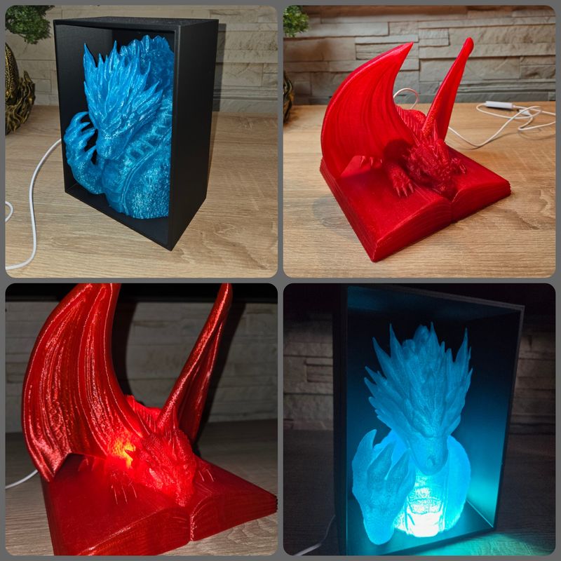 LED Feuer und Eis Drachen mit USB Anschluss. Lichtfarbe weiß, dimmbar mit Schalter, ab 44.95€