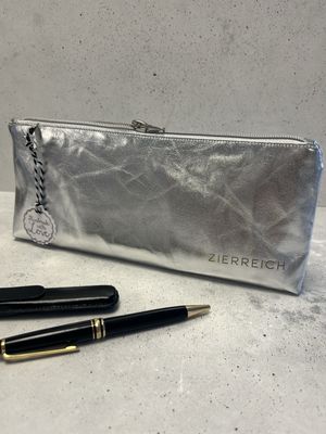Federmäppchen / Etui aus SnapPap / veganes Leder / Kraftpapier in Silber