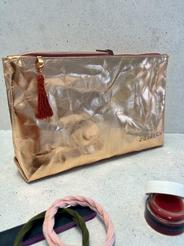 Kosmetiktäschchen / Schminktäschchen / Beauty Bag / Etui /SnapPap / veganes Leder / Kraftpapier in Roségold Kosmetiktäschchen / Schminktäschchen / Beauty Bag / Etui /SnapPap / veganes Leder / Kraftpapier in Roségold