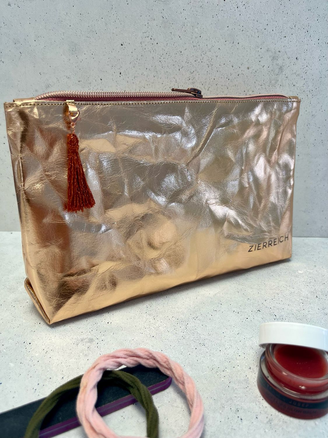 Kosmetiktäschchen / Schminktäschchen / Beauty Bag / Etui /SnapPap / veganes Leder / Kraftpapier in Roségold