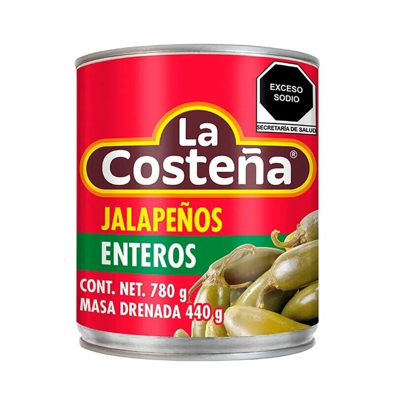 CHILES LA COSTEÑA JALAPEÑOS ENTEROS 780G