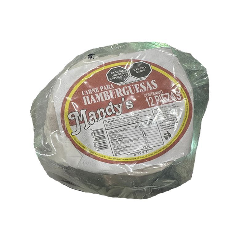 CARNE P/HAMBURGUESA MANDYS 12PZ