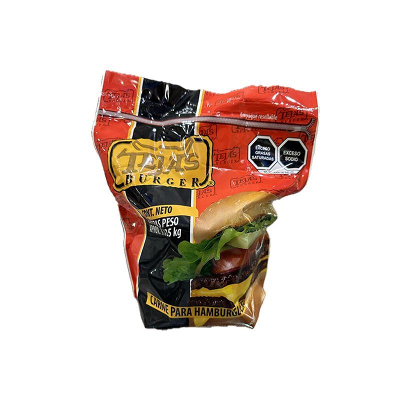 CARNE PARA HAMBURGUESA TEJAS BURGER CON 12PZ