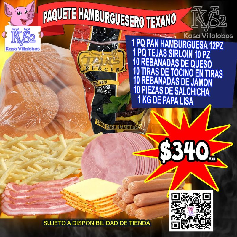 PAQUETE HAMBURGUESA TEXANO